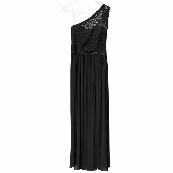 David’s Bridal One Shoulder Long Lace Dress Black Size 10 NWT - Picture 2 of 9